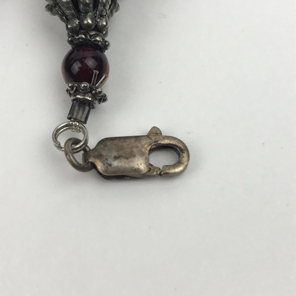 Sterling Silver 4 Strand Garnet Chip Necklace - Picture 8 of 8